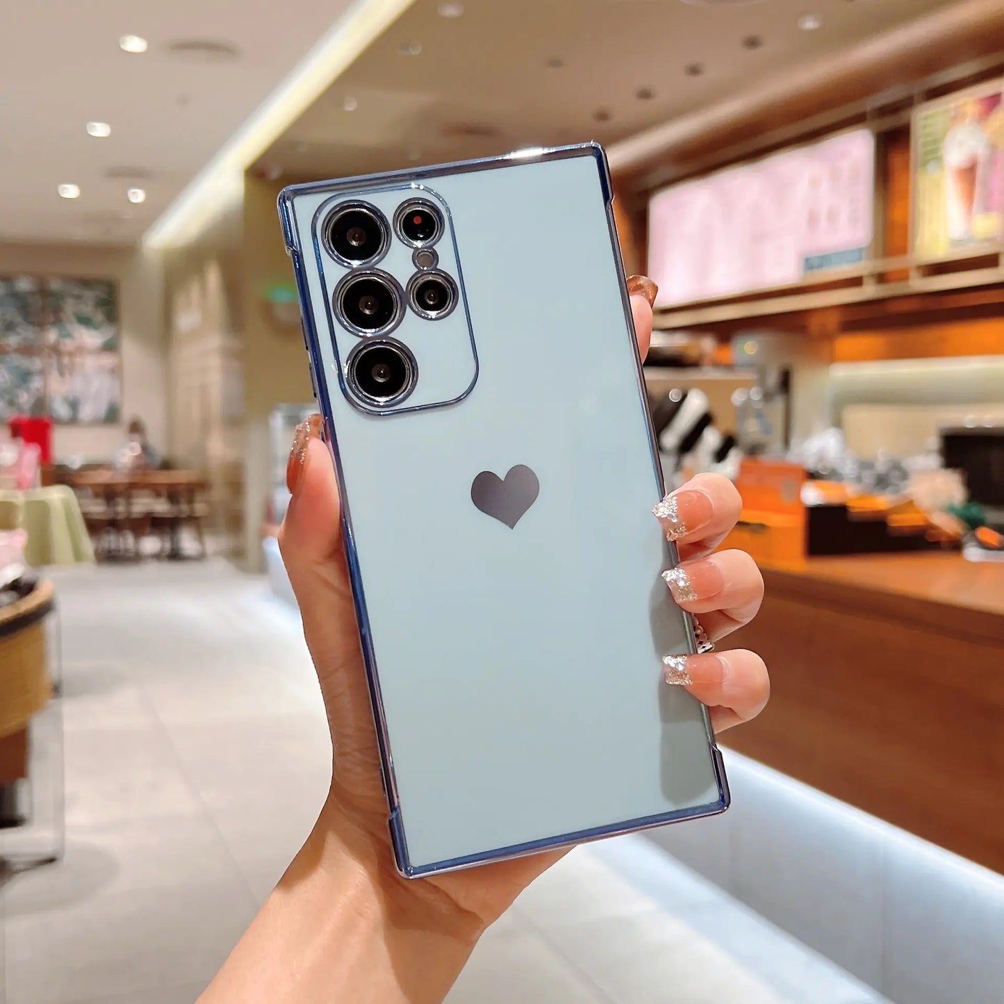 Luxury Heart-Shaped Silicone Phone Case for Galaxy S22