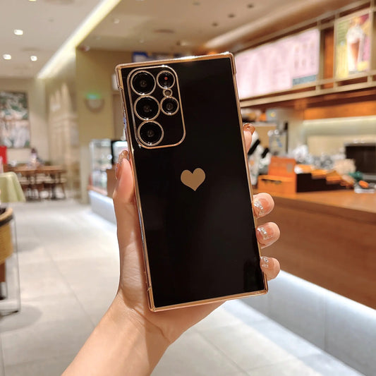 Luxury Heart-Shaped Silicone Phone Case for Galaxy S22