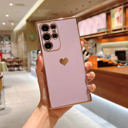 Luxury Heart-Shaped Silicone Phone Case for Galaxy S22