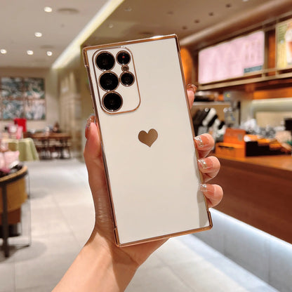 Luxury Heart-Shaped Silicone Phone Case for Galaxy S22